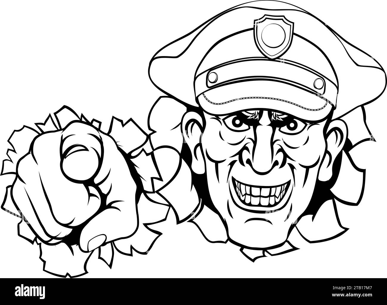 Policeman Mean Police Officer Ponting Cartoon Stock Vector Image & Art ...