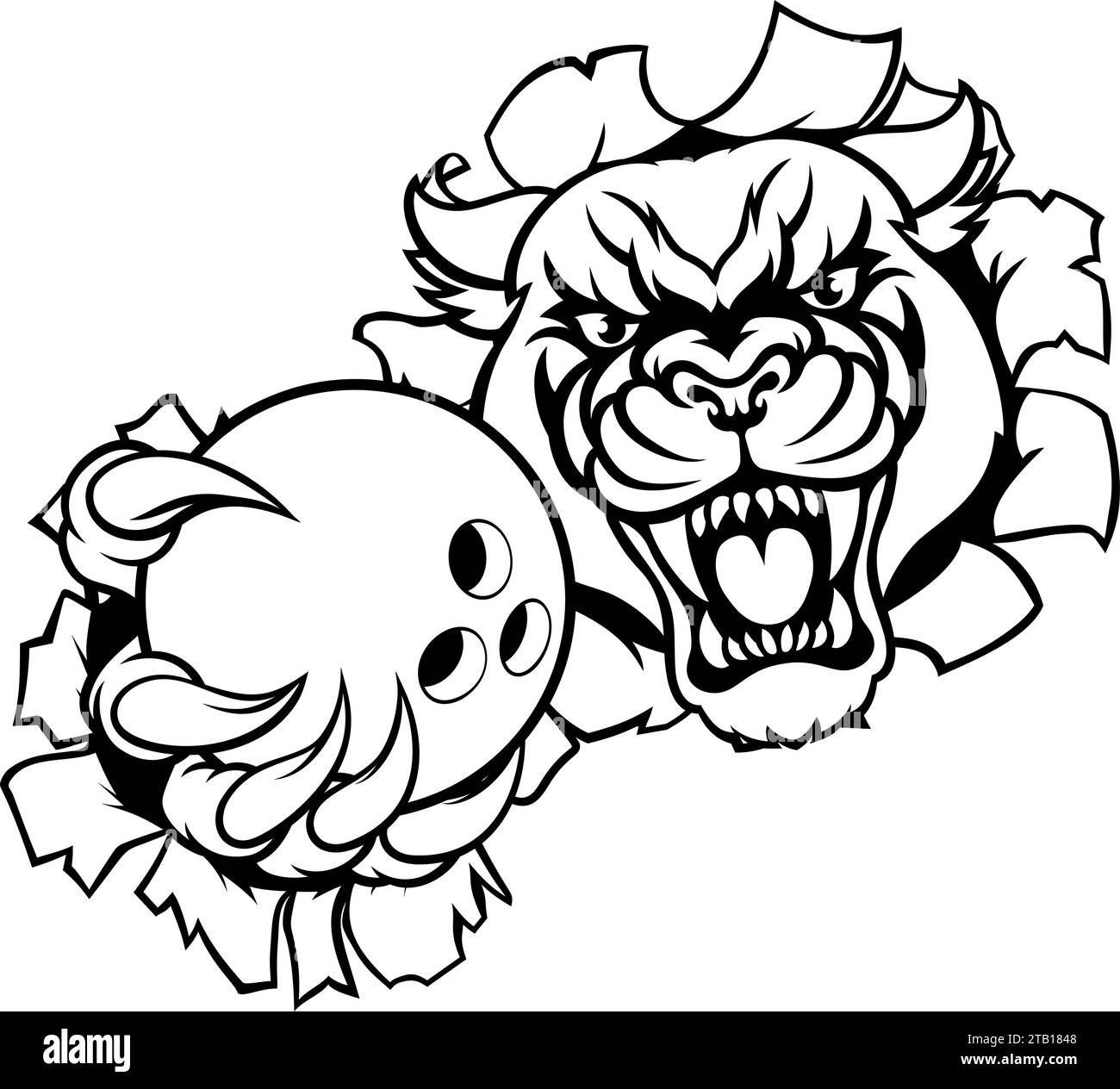 Panther Cougar Jaguar Cat Bowling Ball Mascot Stock Vector Image & Art