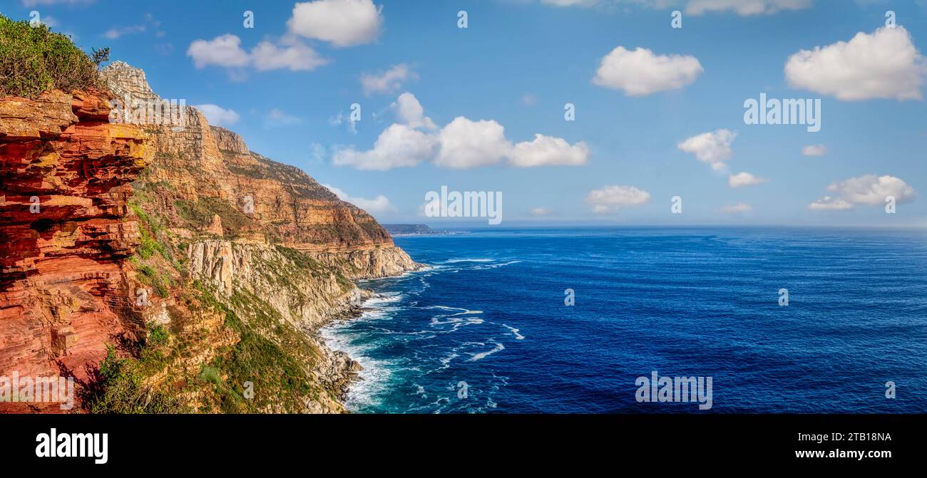 ocean view from the rock abrupt coastline high angle, cape town Stock Photo