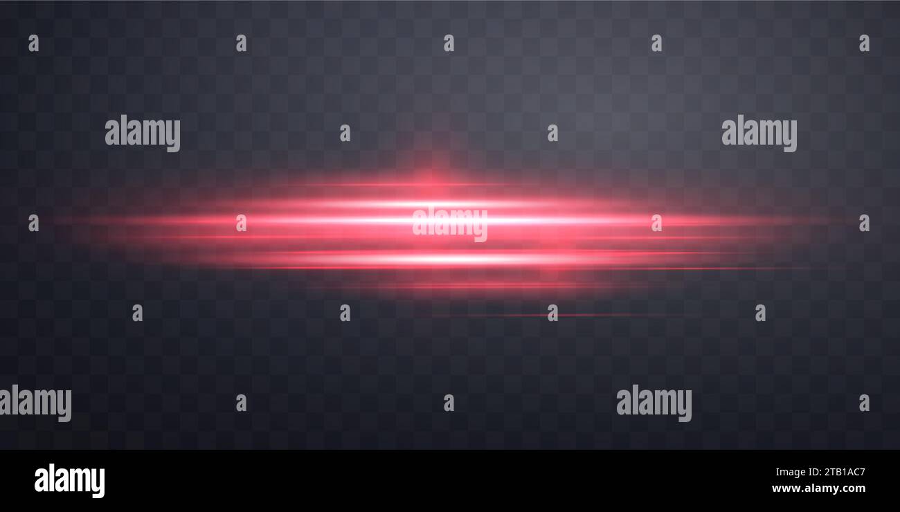 Red Flash Visual Red horizontal lensflare. Light flash with rays or spotlight and bokeh ...