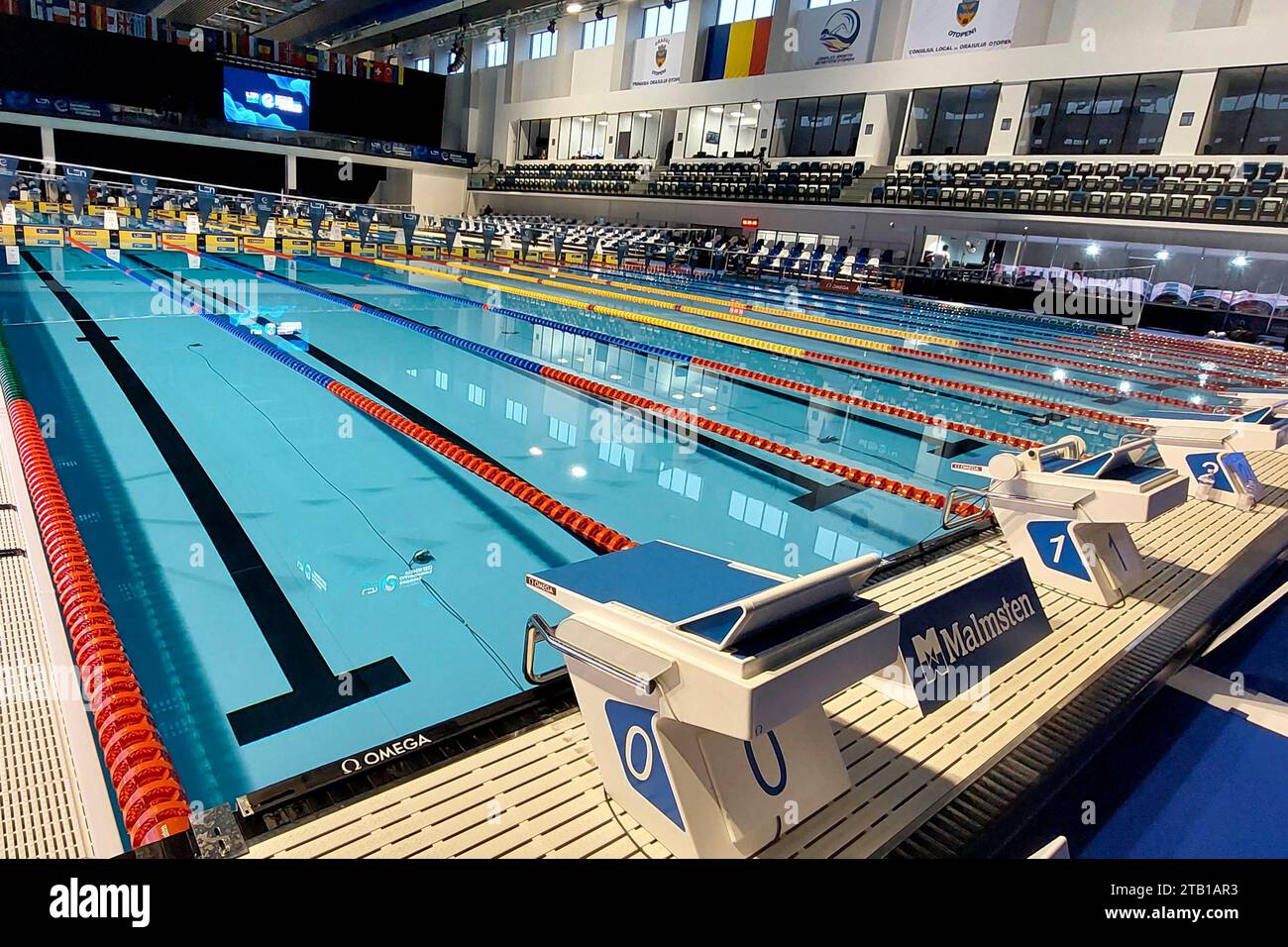 Otopeni, Romania. 03rd Dec, 2023. A view of the Complex Olimpic de Natație Otopeni in Otopeni (Romania), December 3rd, 2023. Credit: Insidefoto di andrea staccioli/Alamy Live News Stock Photo