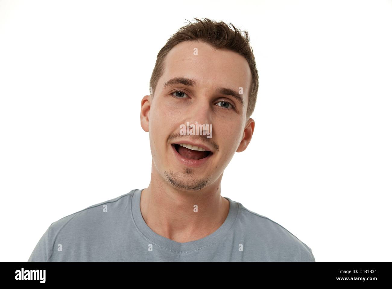 portrait of young smiling man on white background Stock Photo - Alamy