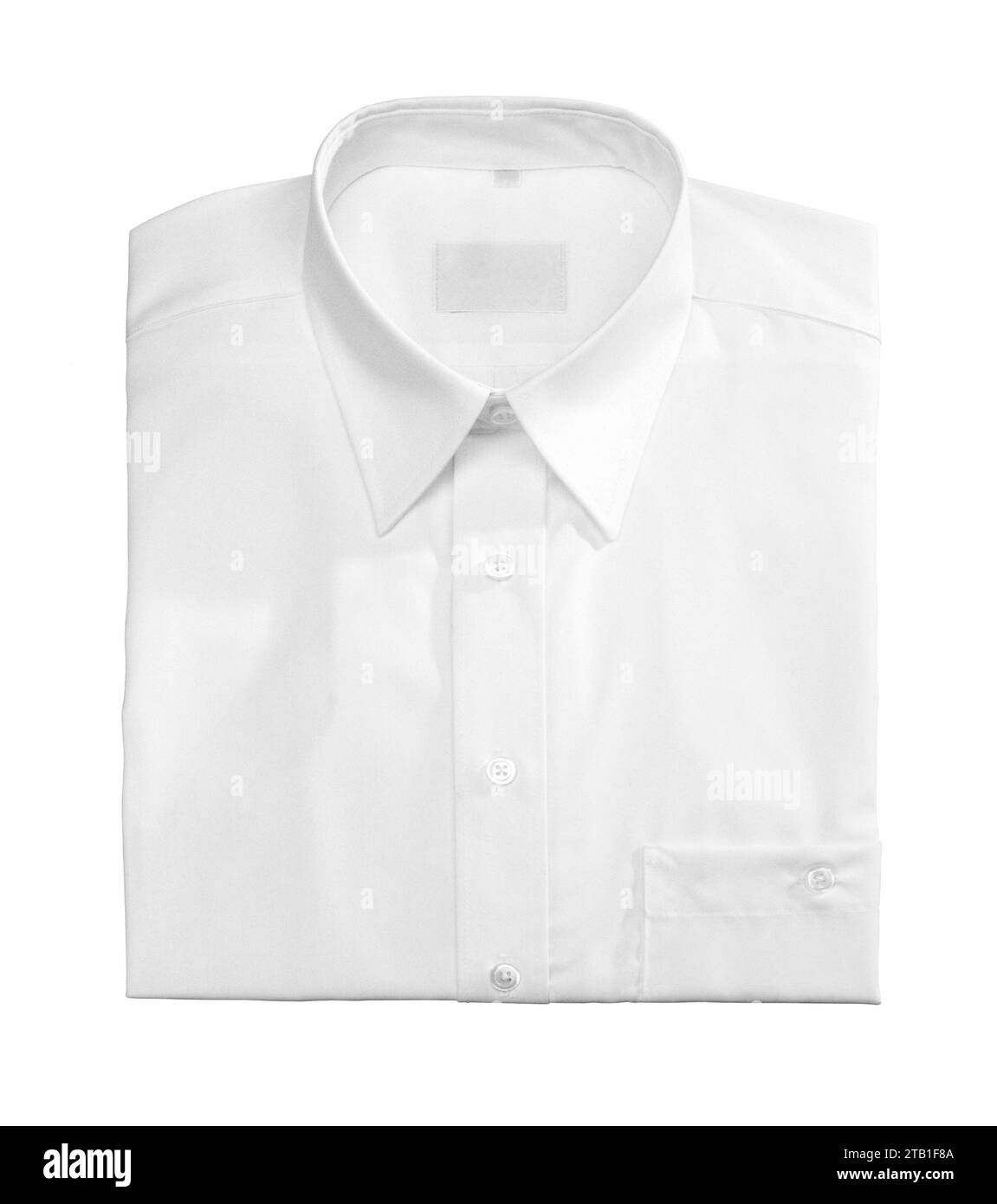 Folded white dress shirt isolated in white back Stock Photo
