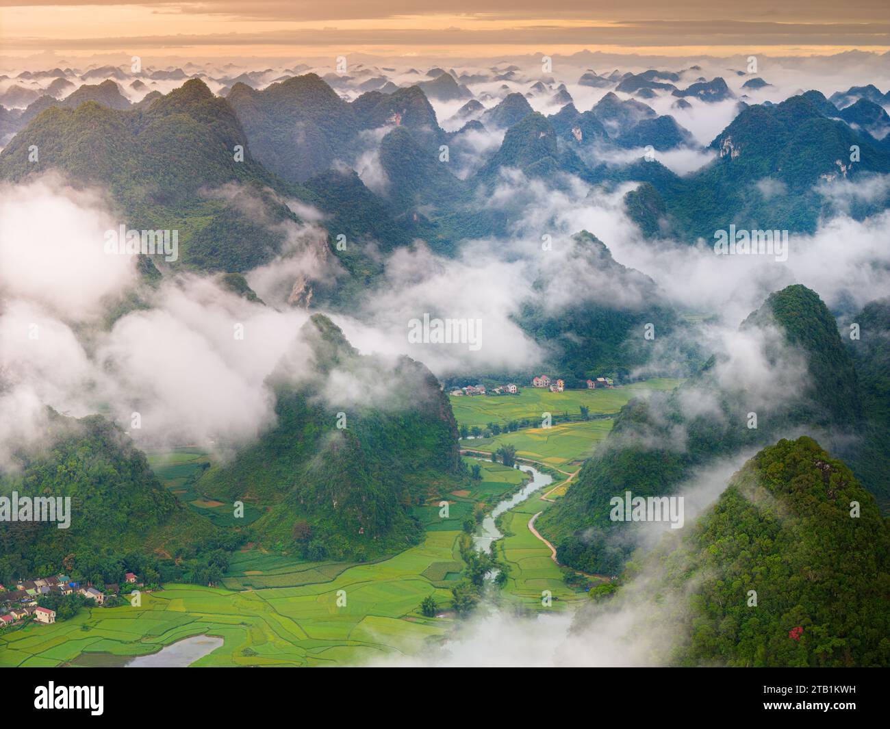 Aerial landscape in Phong Nam valley, an extreme scenery landscape at