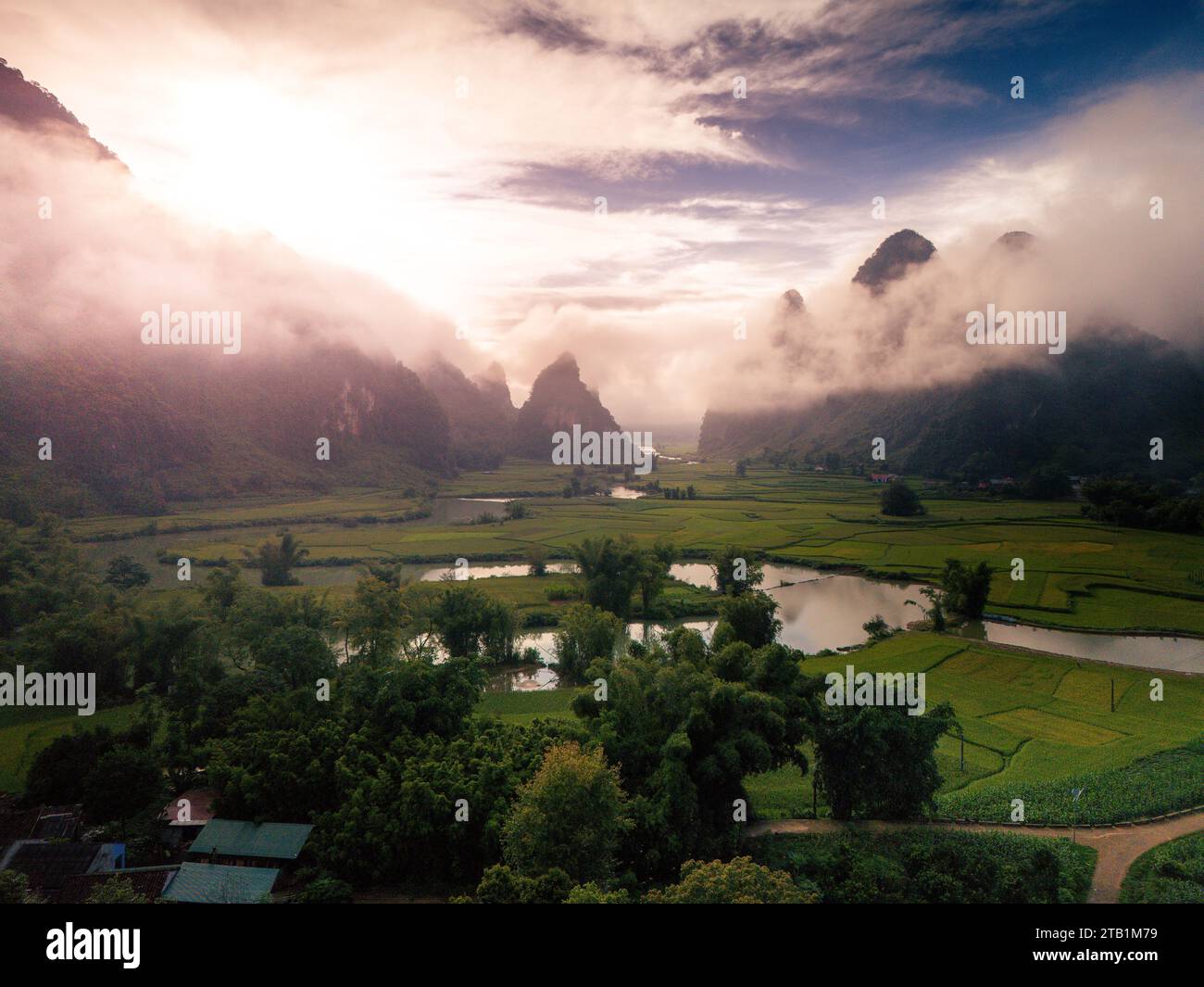 Aerial landscape in Phong Nam valley, an extreme scenery landscape at
