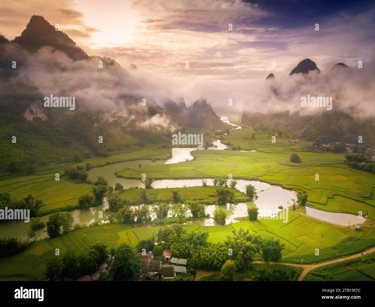 Aerial landscape in Phong Nam valley, an extreme scenery landscape at