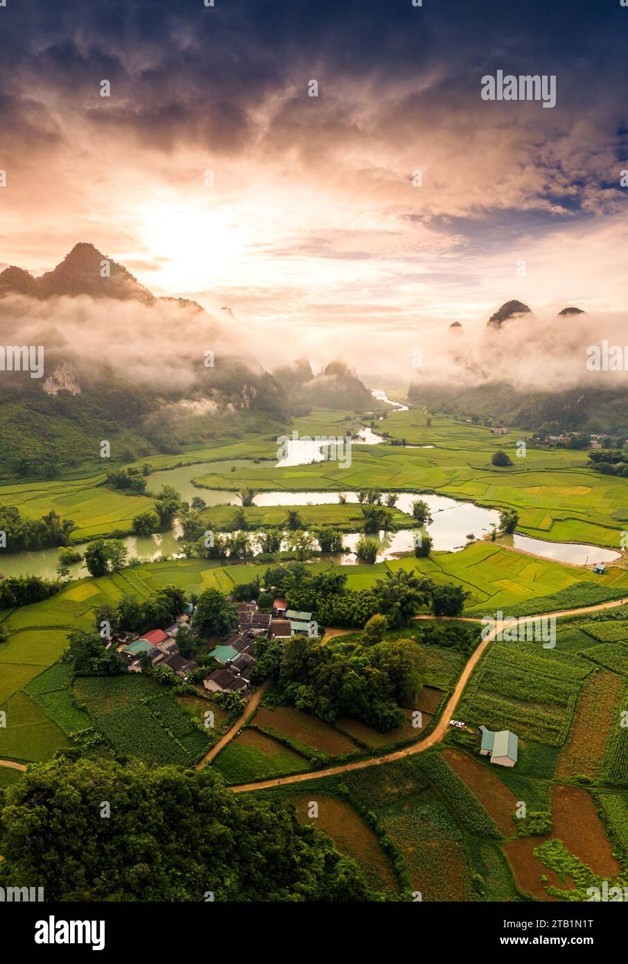 Aerial landscape in Phong Nam valley, an extreme scenery landscape at