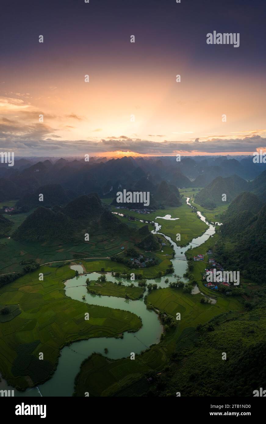 Aerial landscape in Phong Nam valley, an extreme scenery landscape at