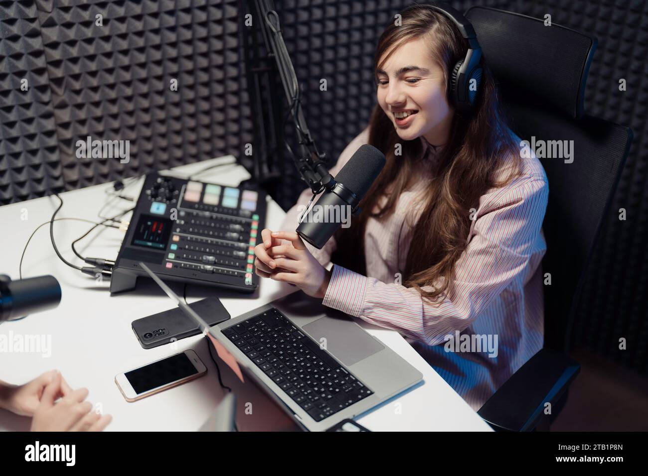 Engaging conversation in studio female hi-res stock photography and ...