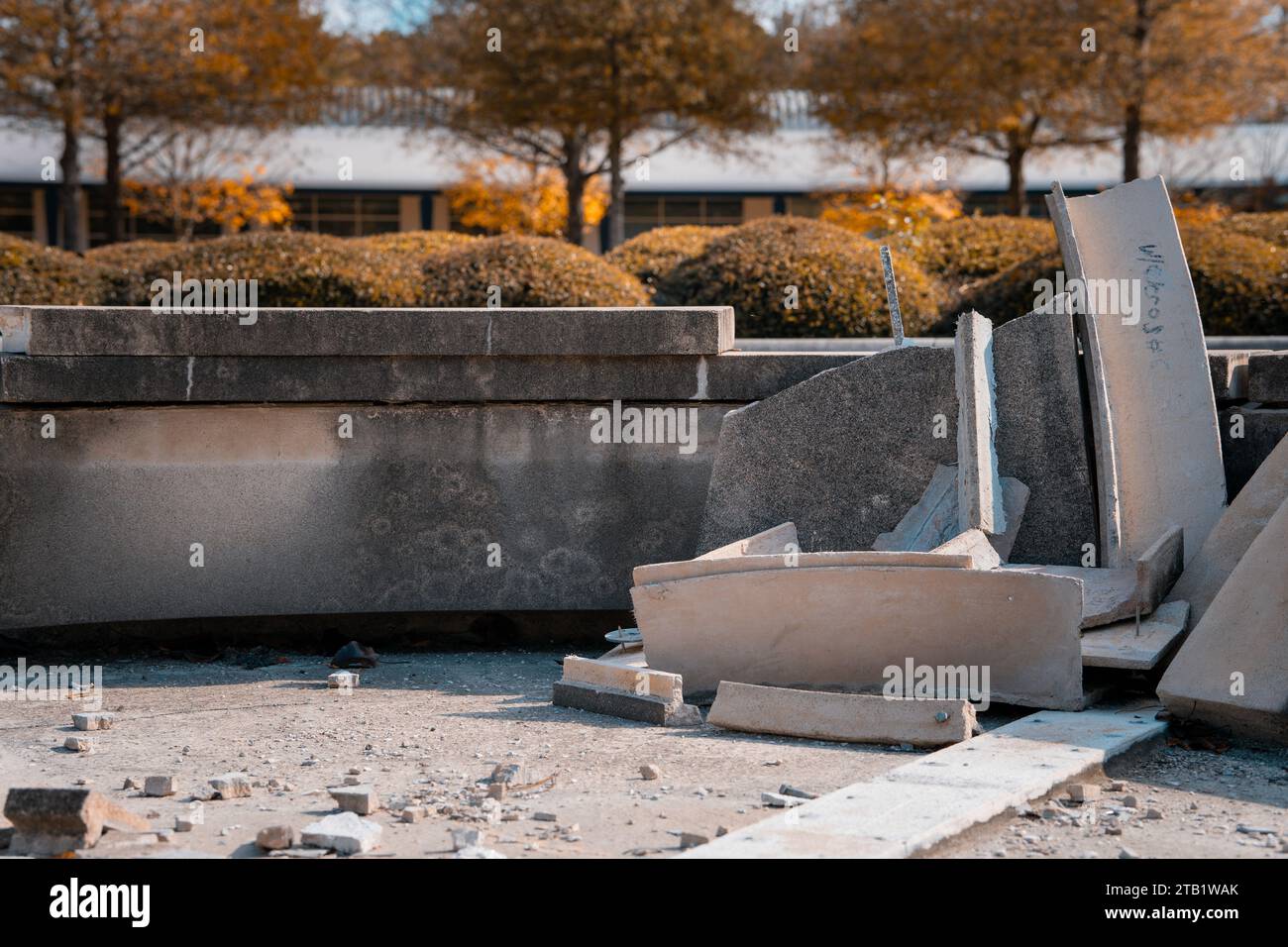 Fall Landscape Shrubbery with Construction Stock Photo