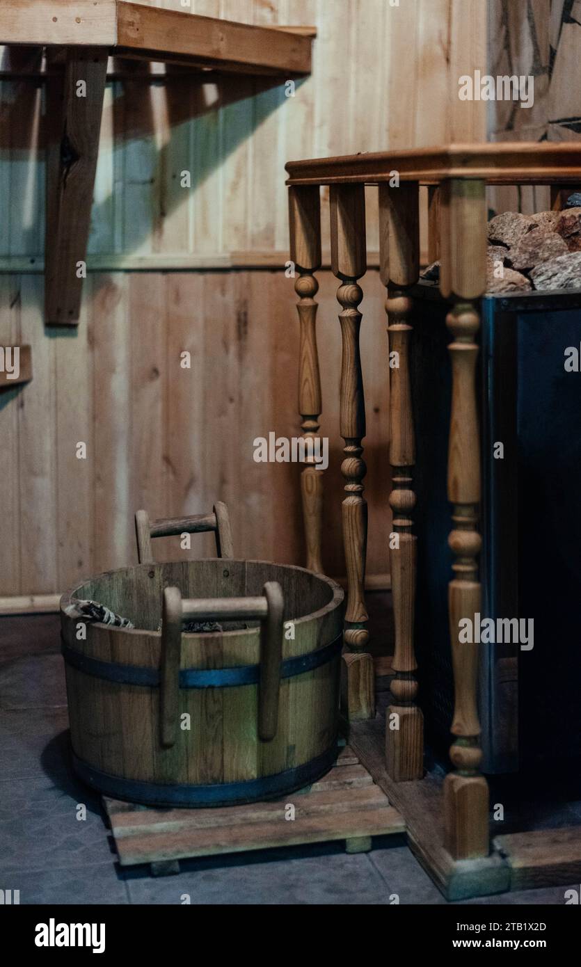 Sauna accessories, sauna broom, traditional sauna, steam bath with hot