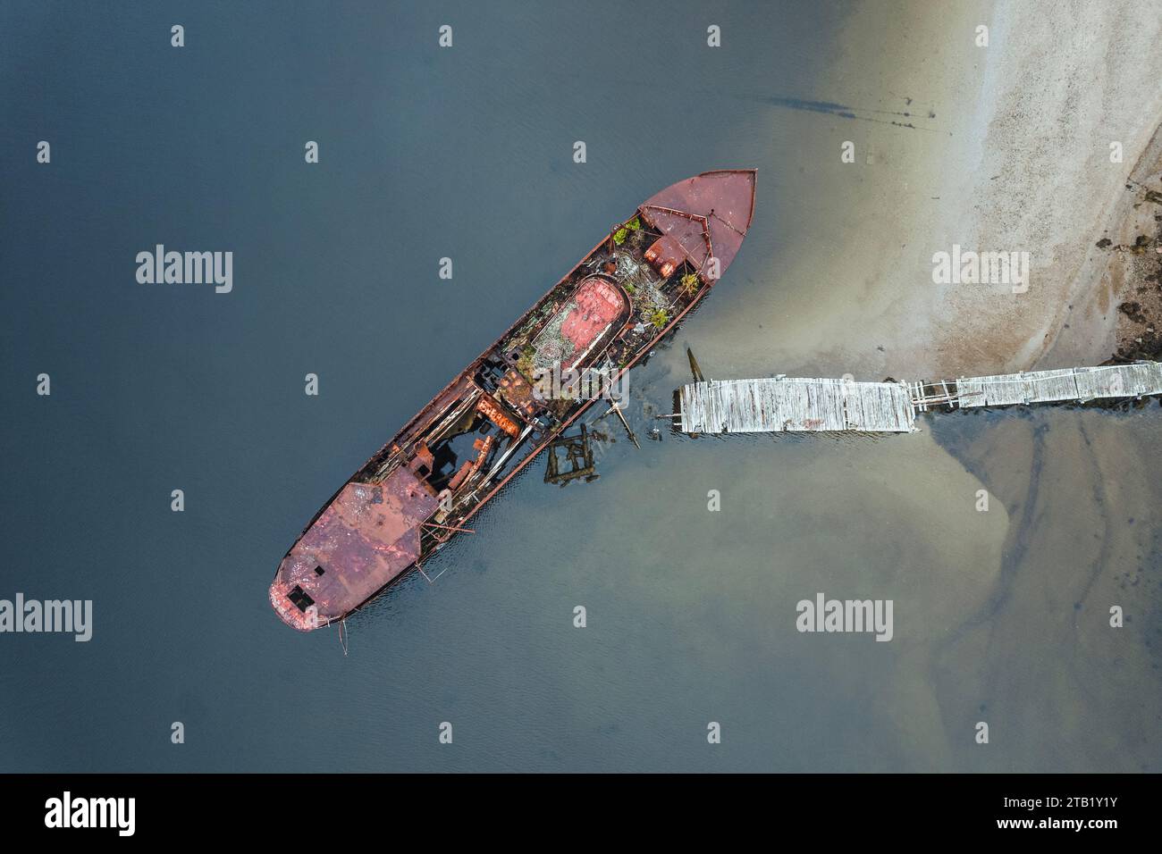 aerial view of shipwreck near beach, Castine, Maine Stock Photo Alamy