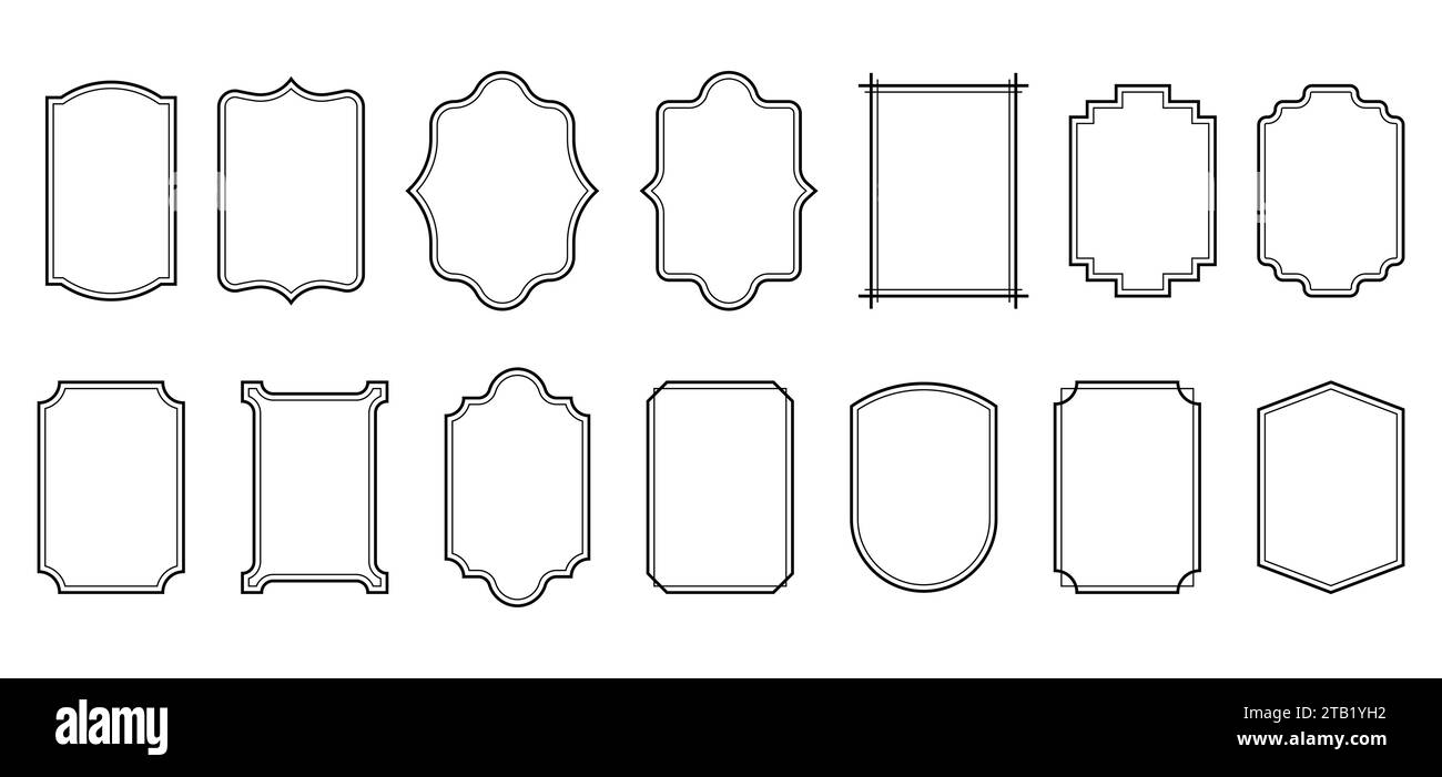 Set of simple line frames with double stroke. Vector illustration. Eps ...