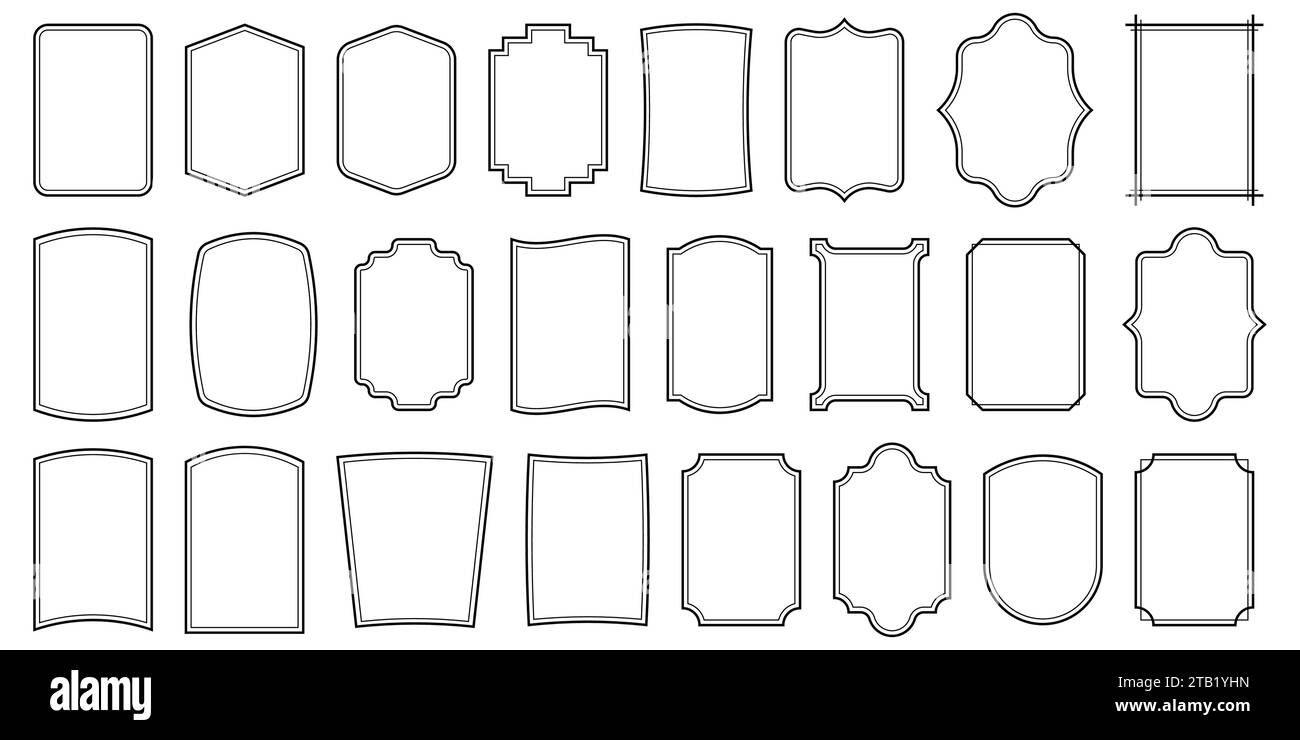Set of simple line frames with double stroke. Vector illustration. Eps ...