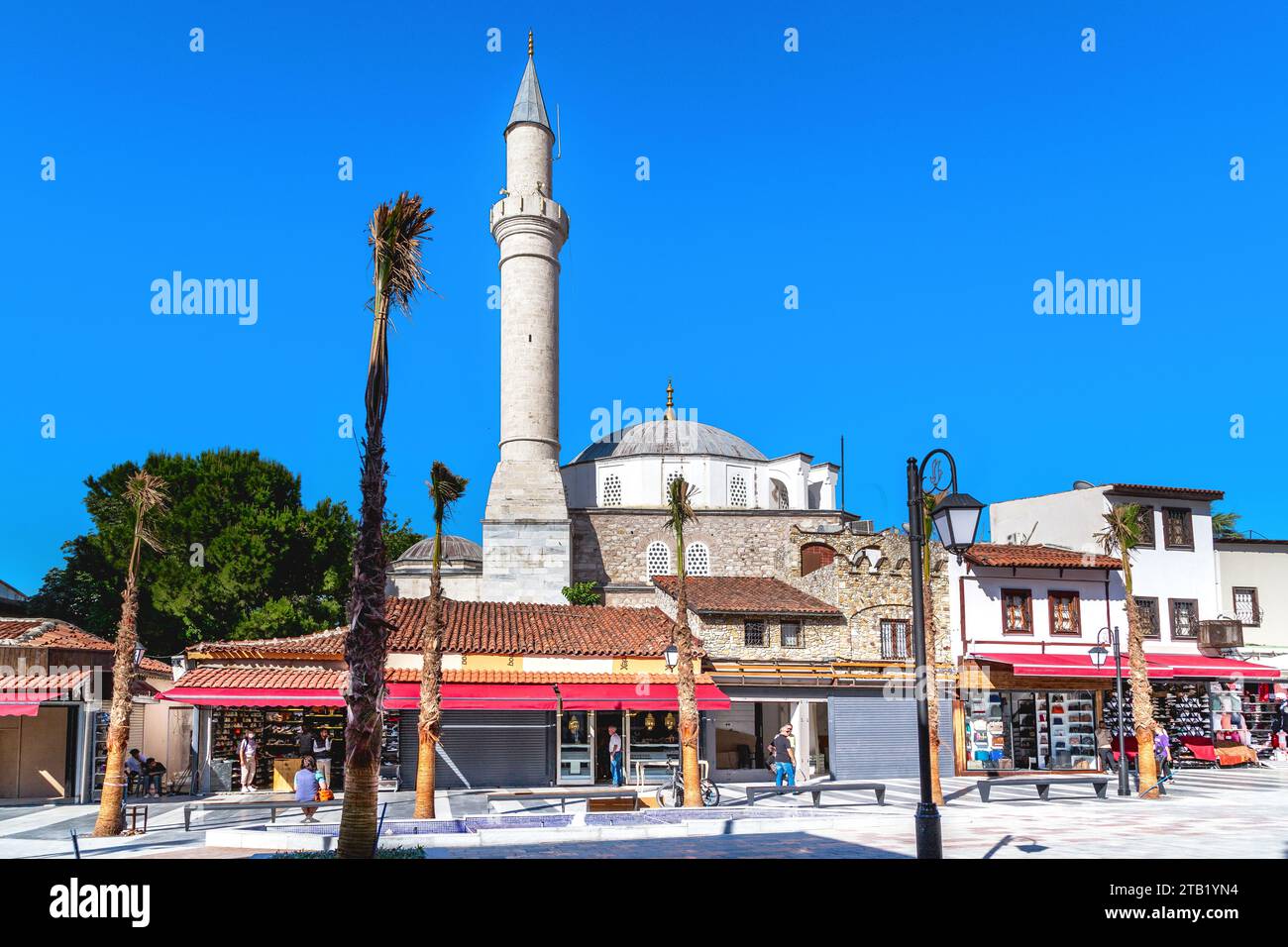 KUSADASI, TURKEY - JUNE 2, 2021: This is the Kaleici mosque (17th century) in the center of the modern resort town. Stock Photo