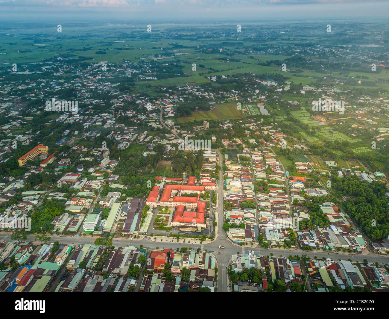 Aerial view of urban landscape and planning of Tay Ninh city, Vietnam