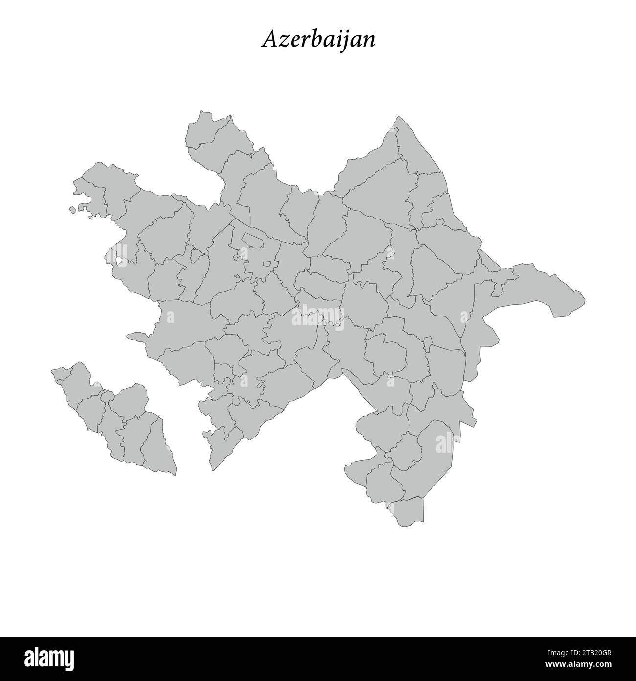 Simple flat Map of Azerbaijan with district borders Stock Vector