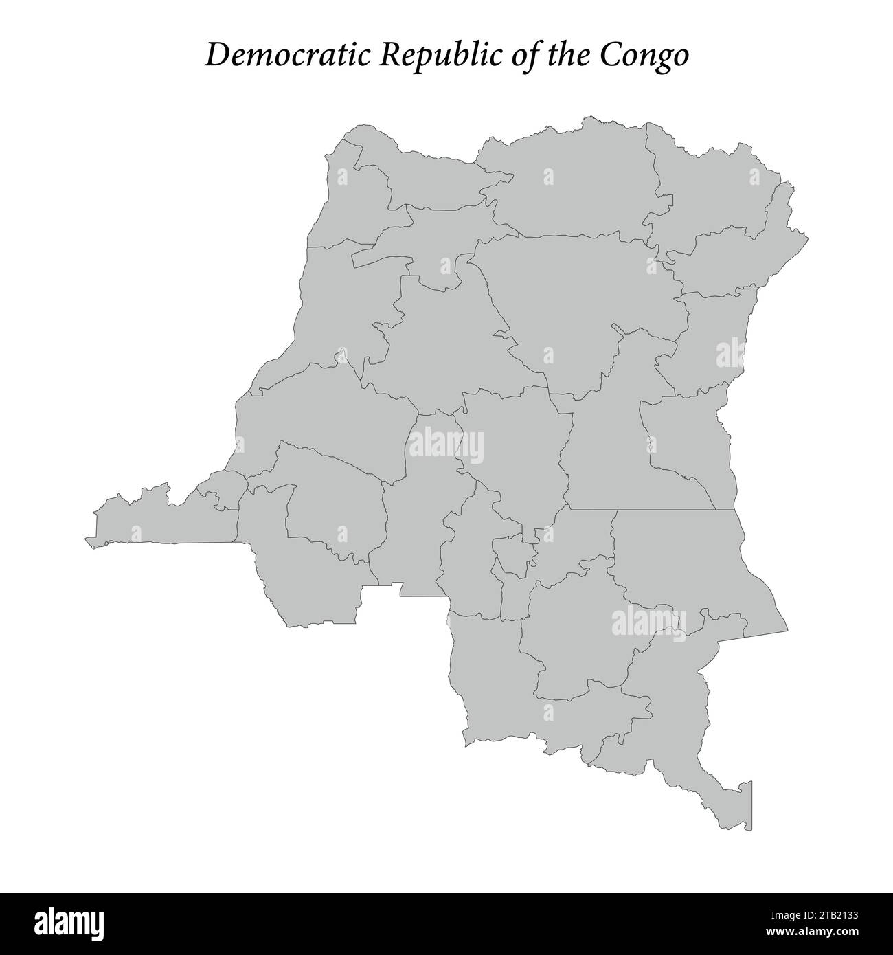 Simple flat Map of DR Congo with district borders Stock Vector Image