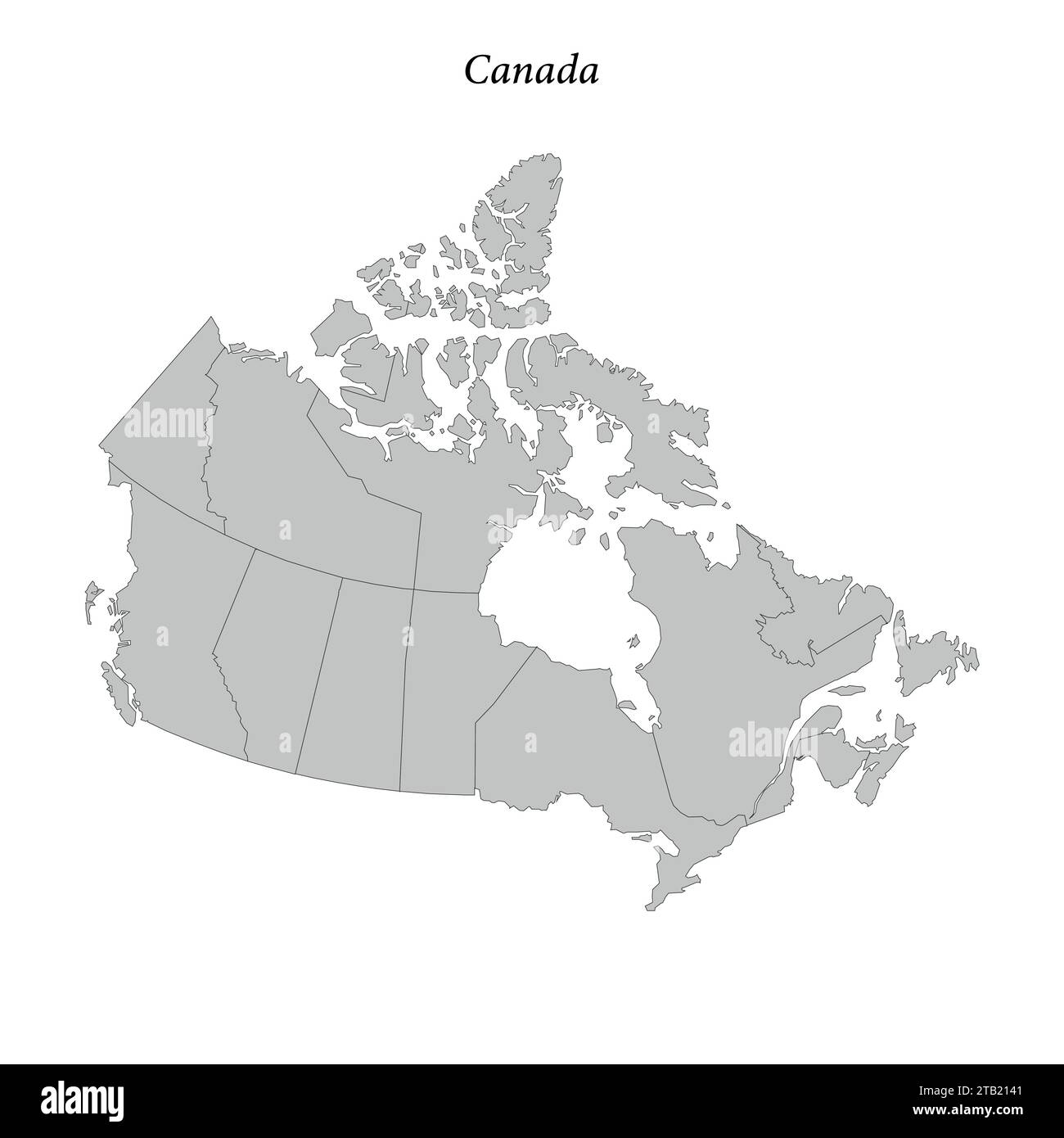 Simple flat Map of Canada with district borders Stock Vector