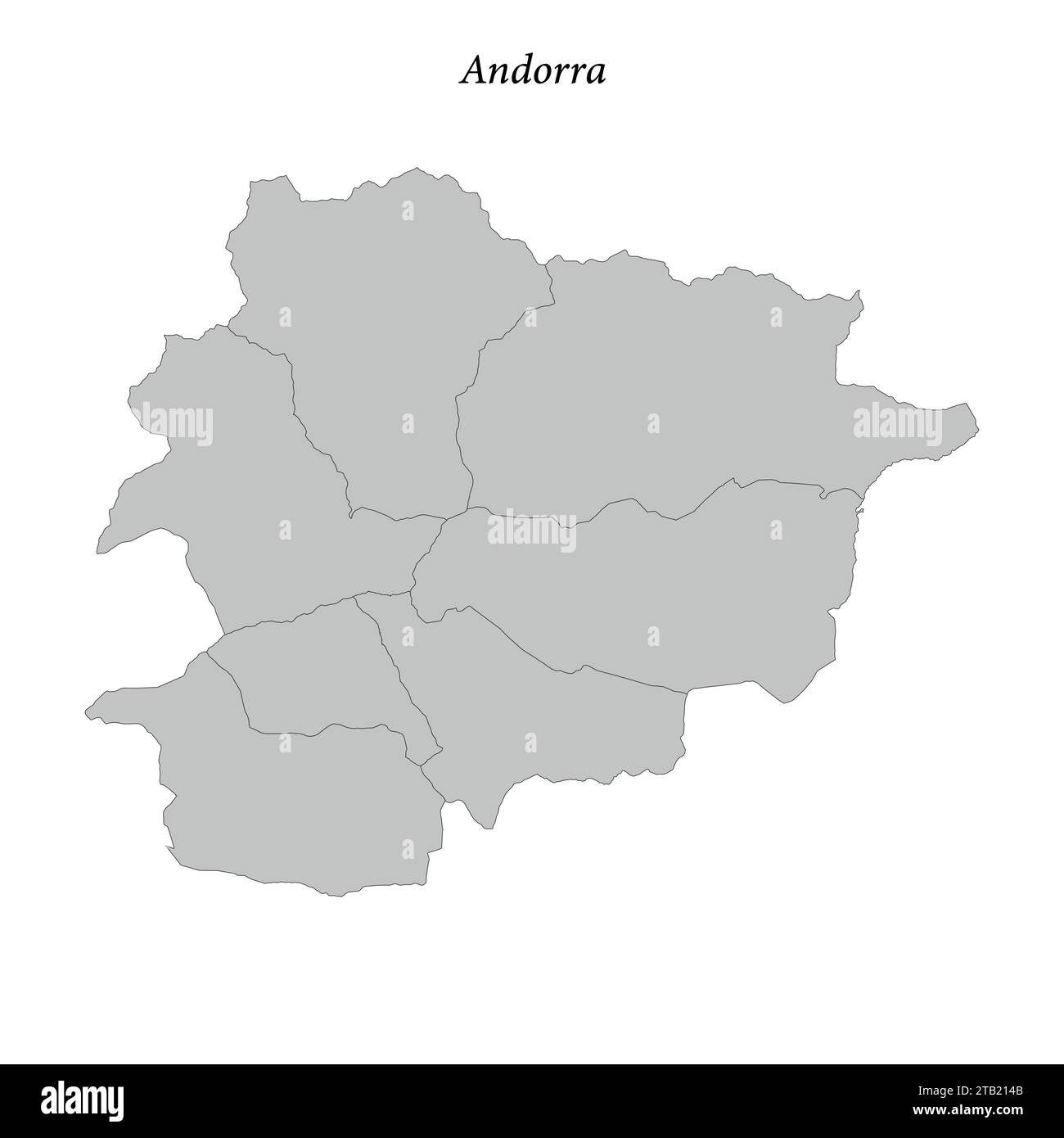 Simple flat Map of Andorra with district borders Stock Vector