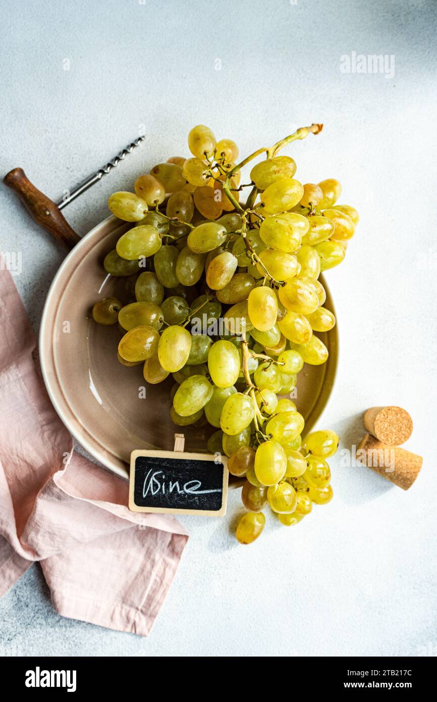 Raw ripe grape on the plate Stock Photo