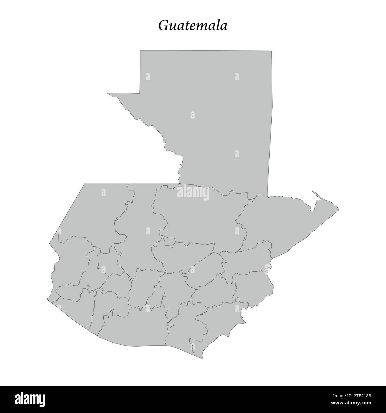 Simple flat Map of Guatemala with district borders Stock Vector