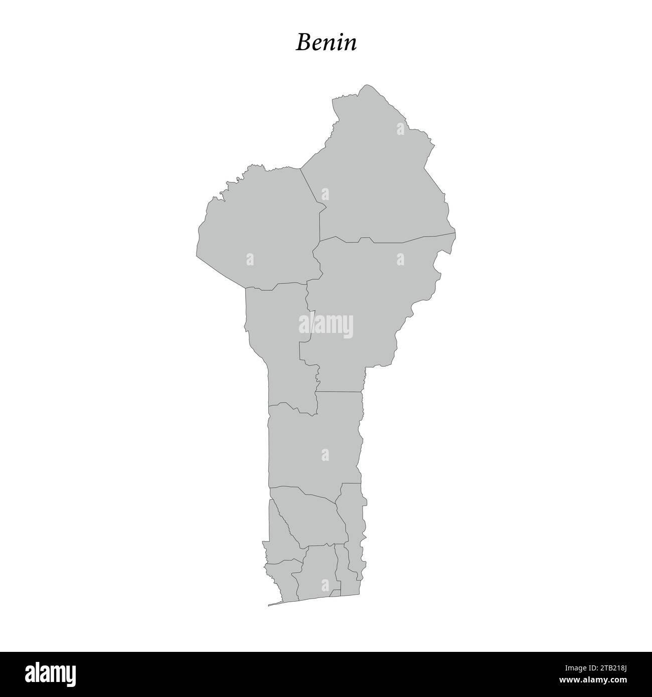 Simple flat Map of Benin with district borders Stock Vector