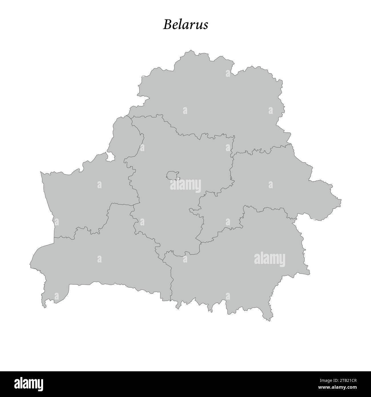 Simple flat Map of Belarus with district borders Stock Vector