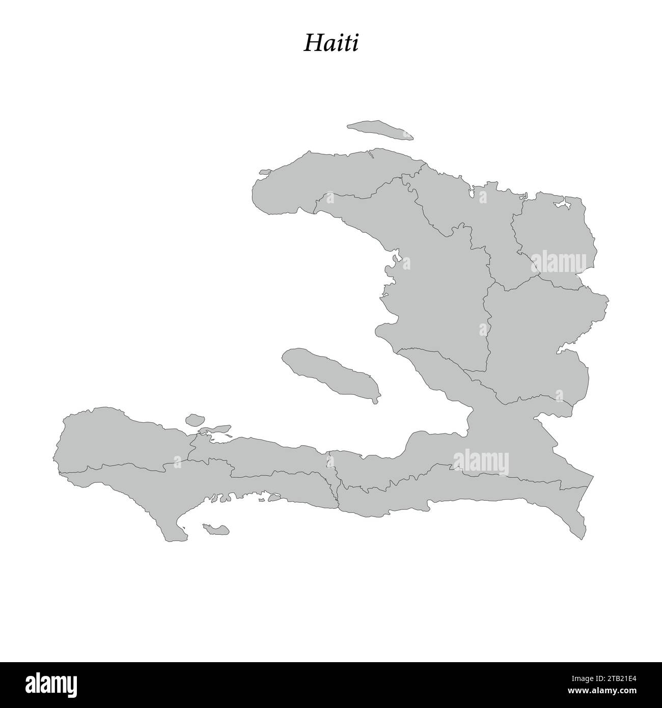 Simple flat Map of Haiti with district borders Stock Vector