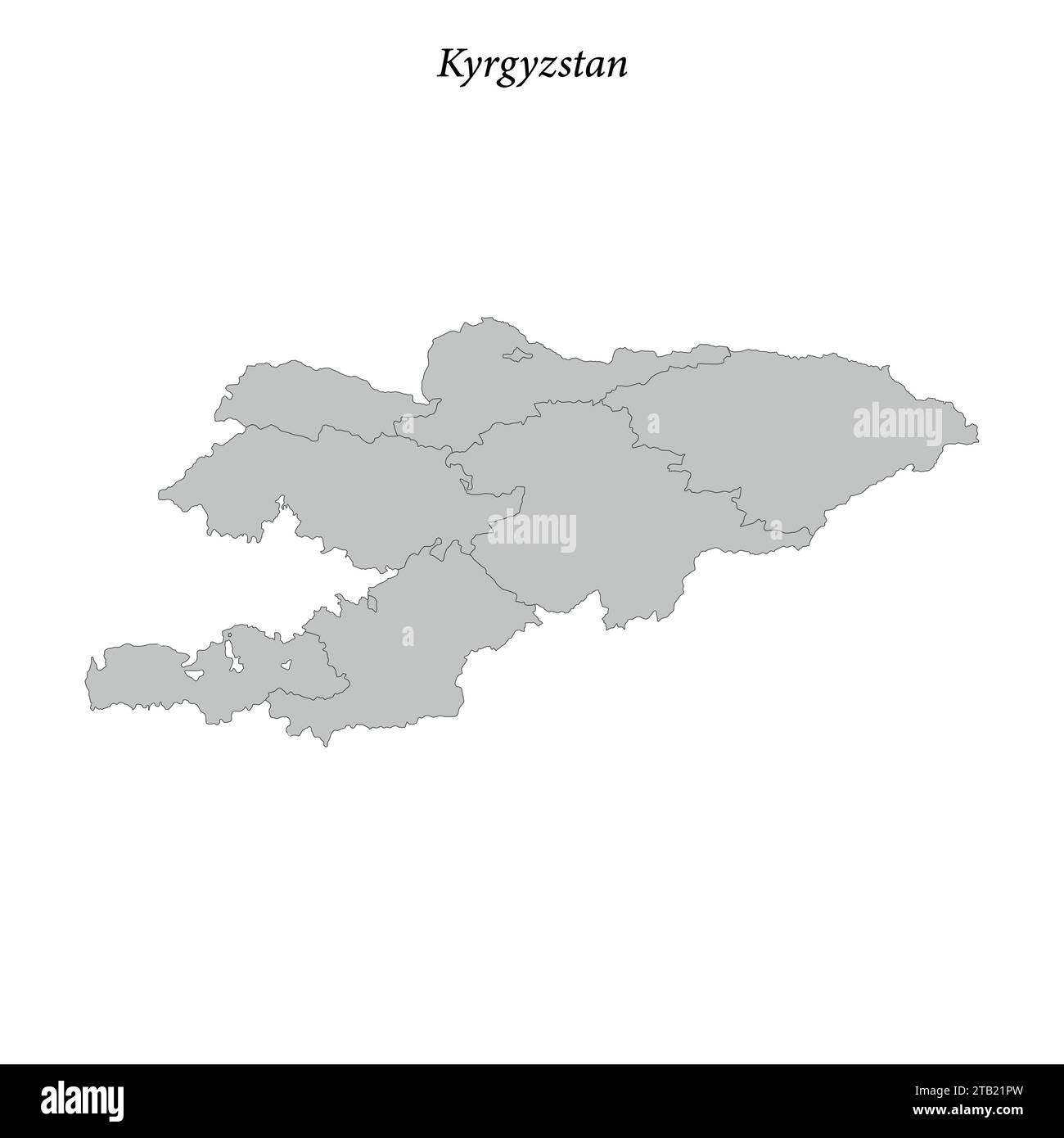 Simple flat Map of Kyrgyzstan with district borders Stock Vector