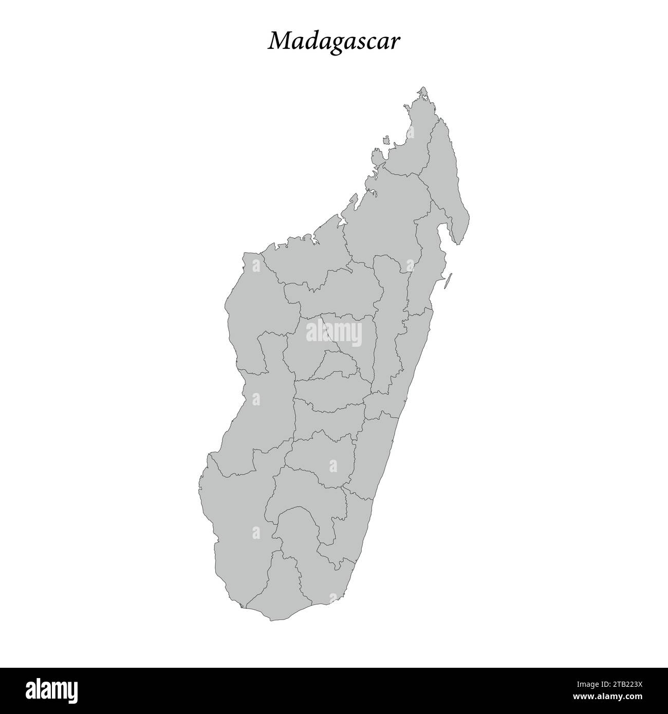 Simple flat Map of Madagascar with district borders Stock Vector