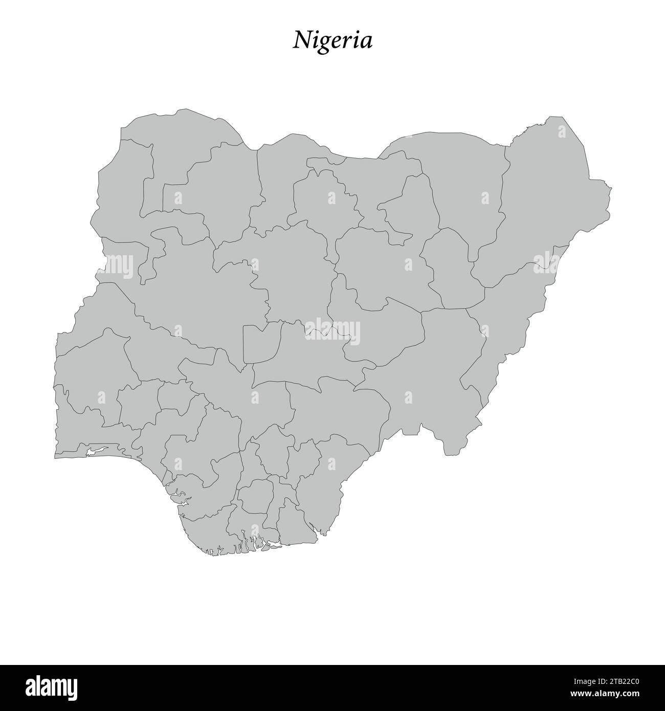Simple flat Map of Nigeria with district borders Stock Vector Image ...