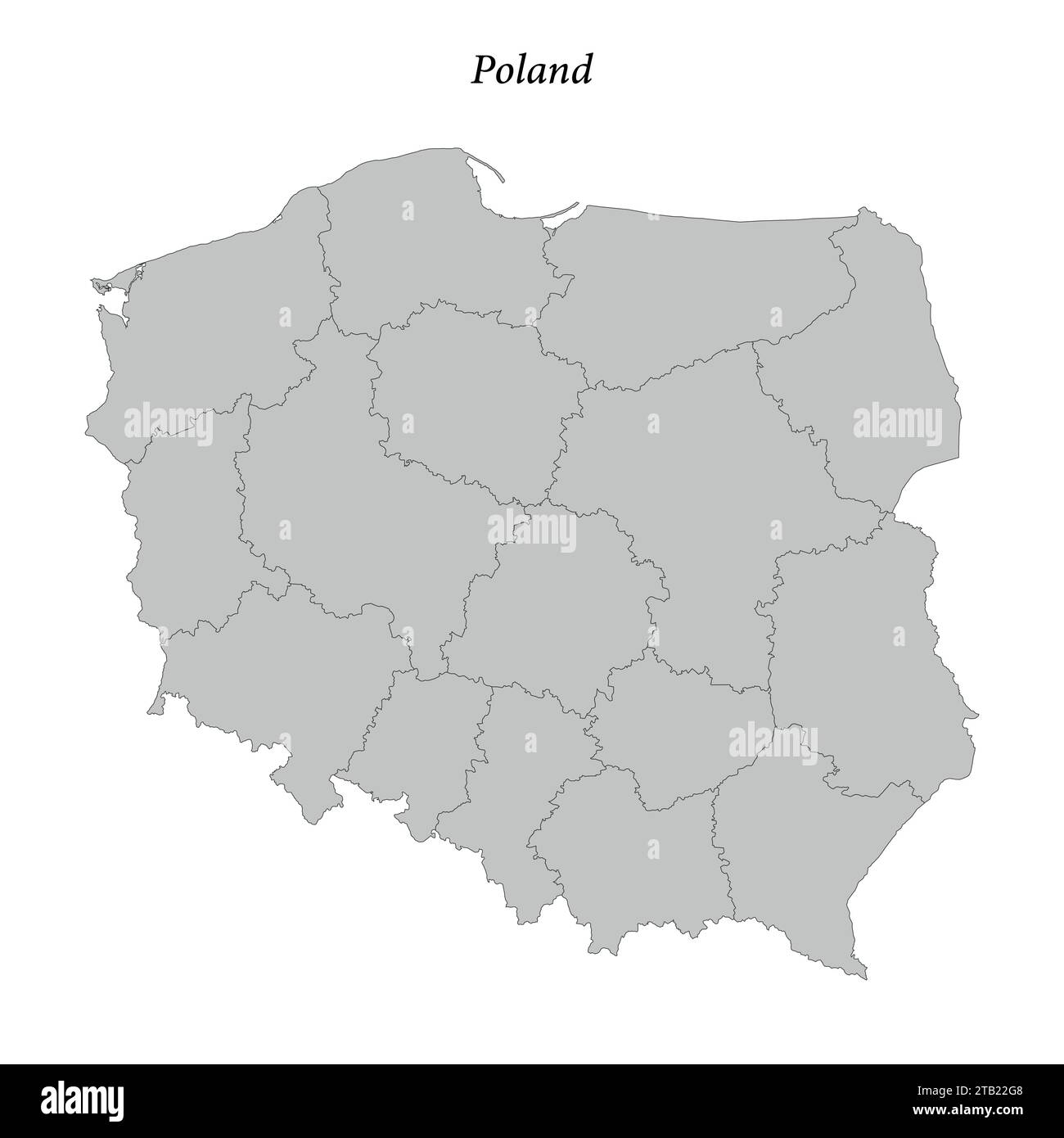 Simple flat Map of Poland with district borders Stock Vector Image