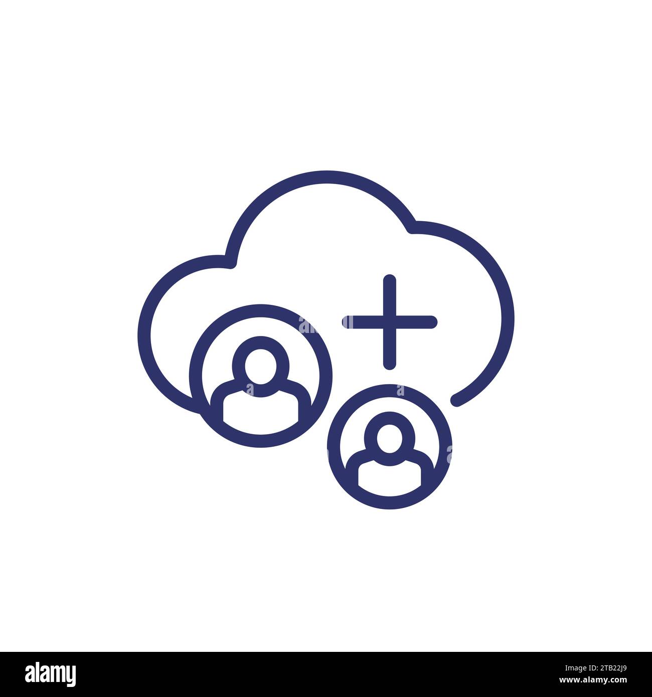 collect user data in a cloud line icon Stock Vector