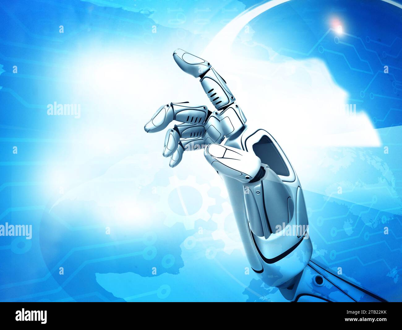 Robotic hand on technology background. 3d illustration Stock Photo - Alamy