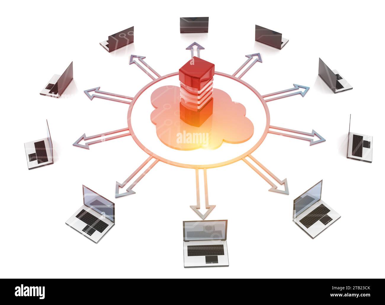 Cloud computing network. 3d illustration Stock Photo - Alamy
