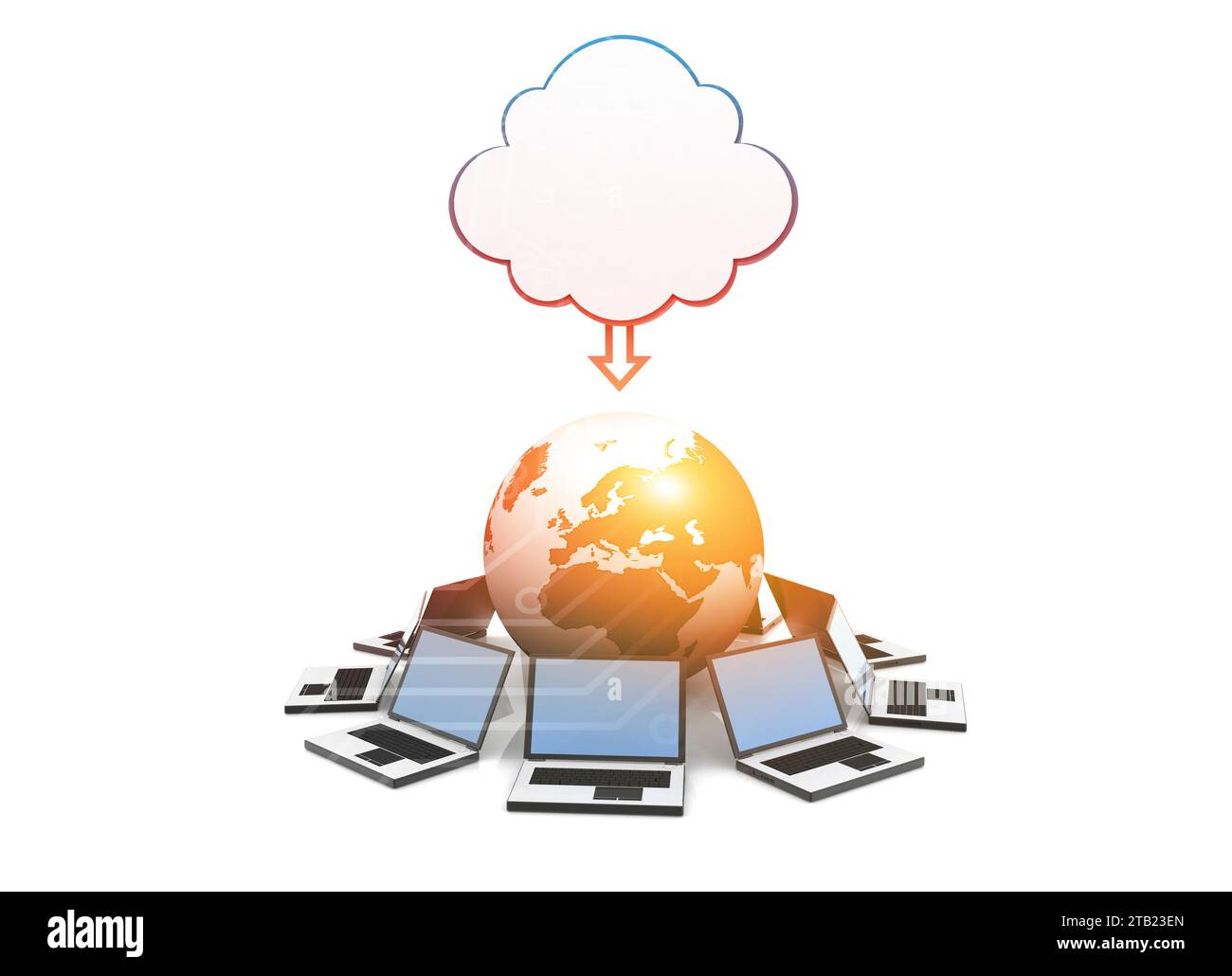 Cloud computing network. 3d illustration Stock Photo - Alamy