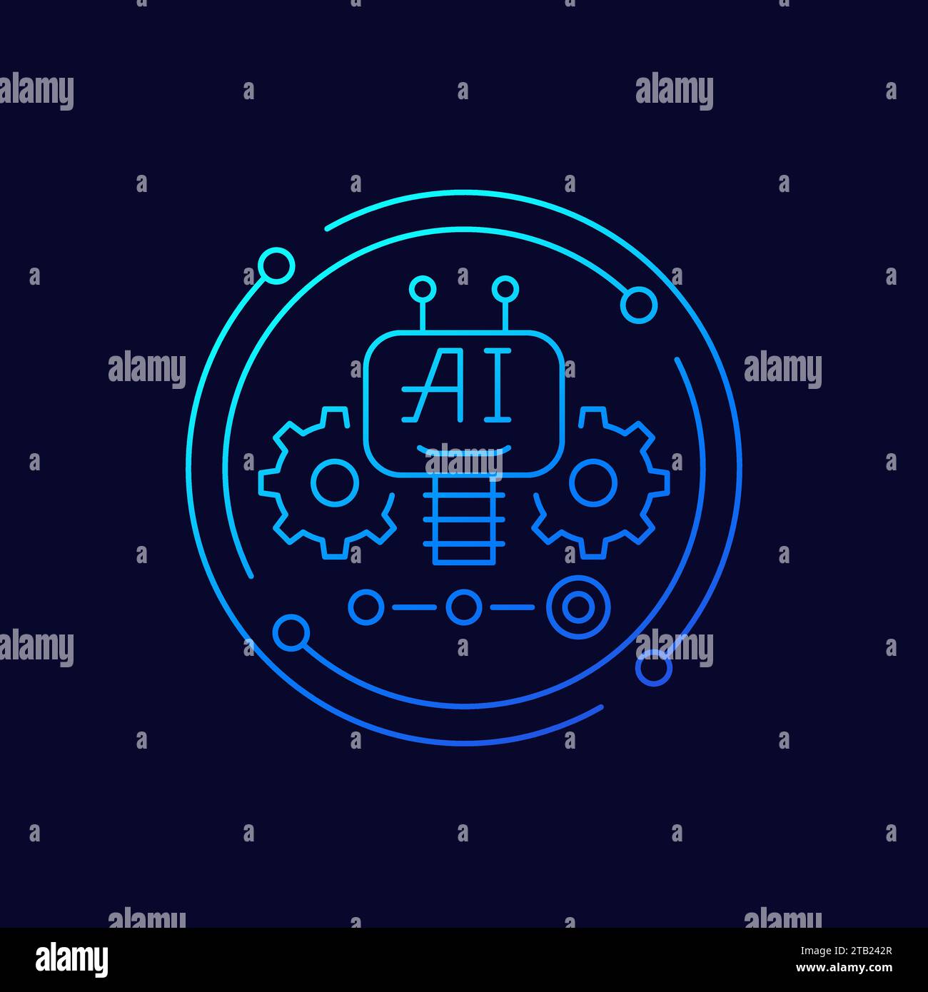 AI bot icon, Artificial intelligence linear design Stock Vector