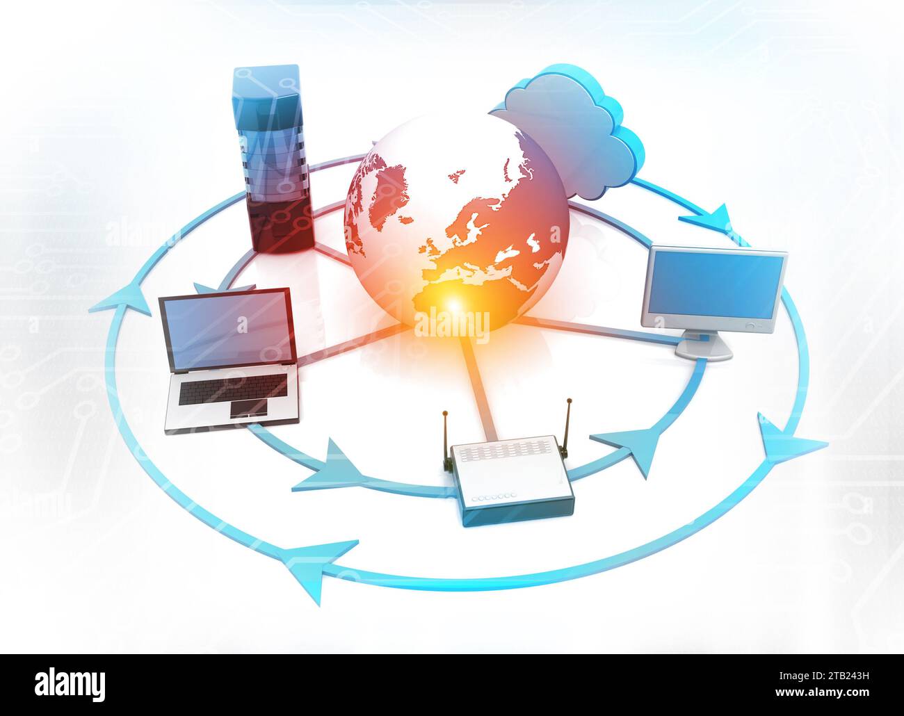 Cloud computing network. 3d illustration Stock Photo - Alamy