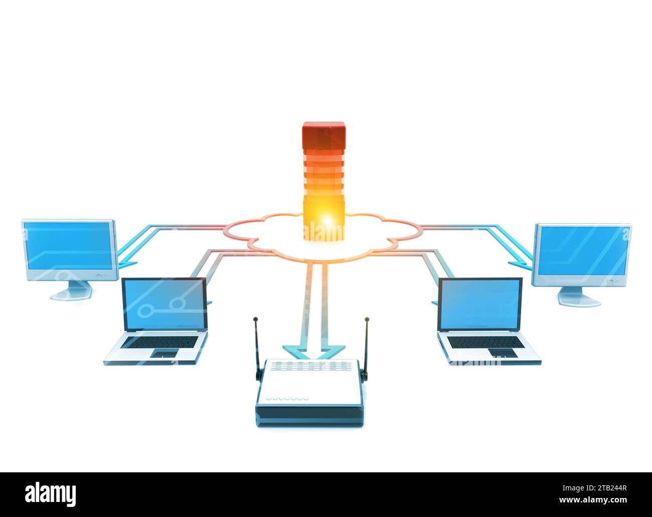 Cloud computing network. 3d illustration Stock Photo - Alamy