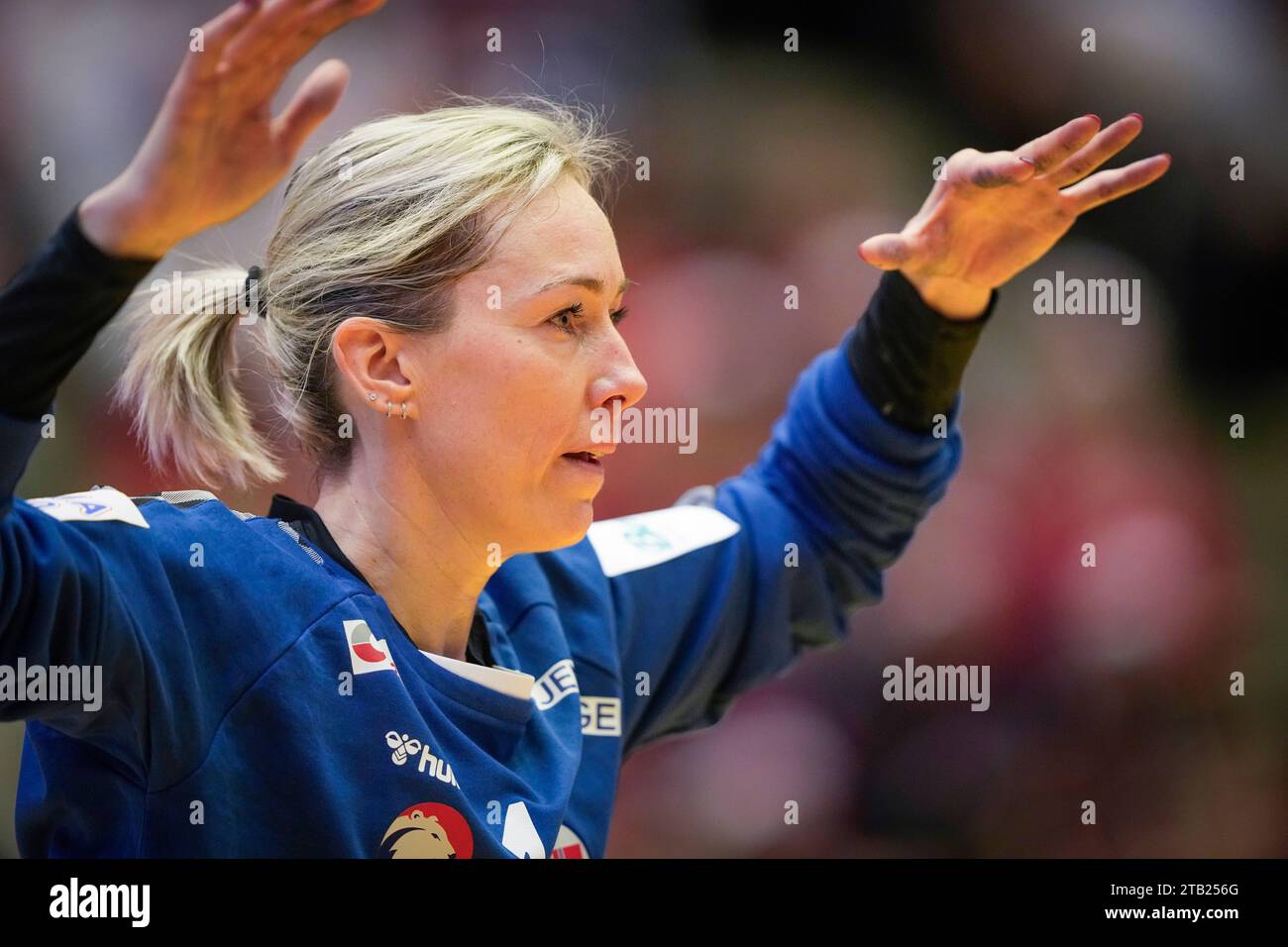 Stavanger 20231203.Norway's goalkeeper Katrine Lunde in the World Championship group stage match between Norway and South Korea in the DNB Arena. Photo: Beate Oma Dahle / NTB Stock Photo