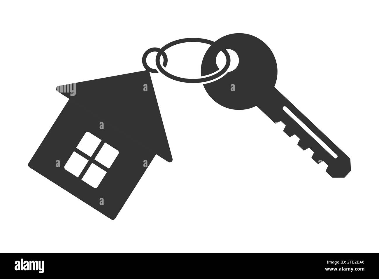 Key with a keychain in the form of a house. Vector illustration Stock Vector