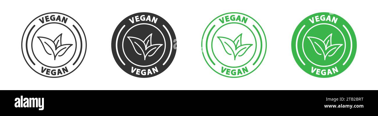 Vegan icon. Green stamp with leaf and lettering. Food diet icon. Vector ...