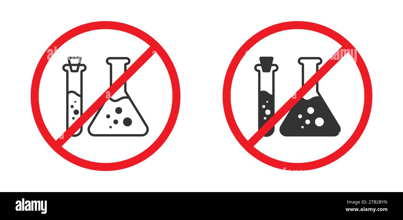 Prohibited flask symbol. No chemicals icon. No additives sign. Vector illustration Stock Vector