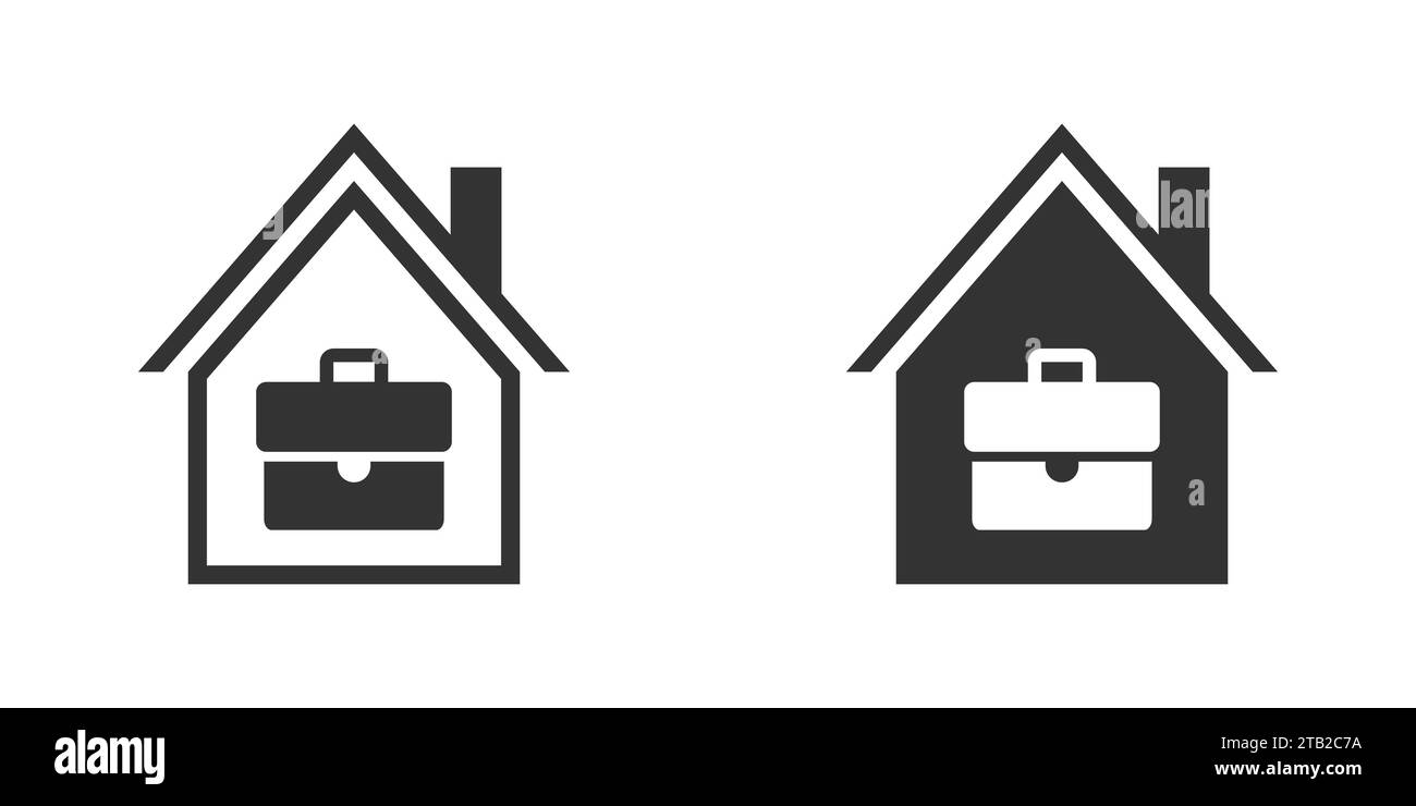 Home office icon. House and briefcase icon. Vector illustration Stock