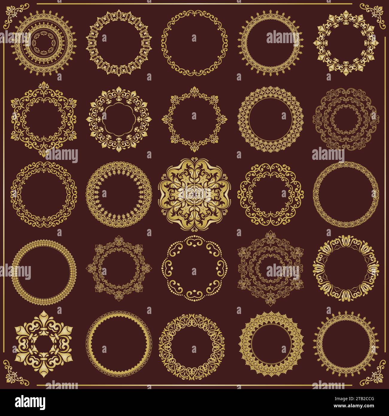 Vintage set of vector round elements. Different elements for design ...