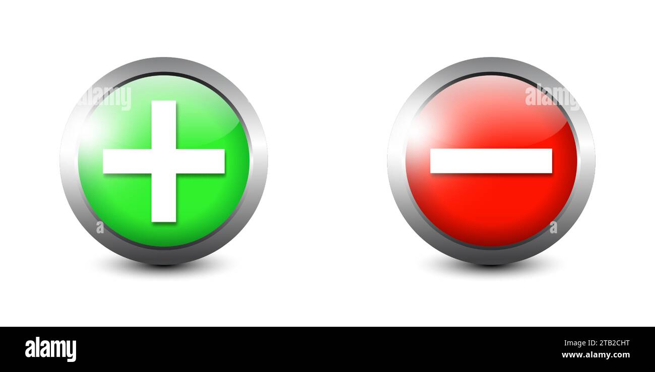 Plus and minus round buttons. Add and cance signs. Flat vector ...