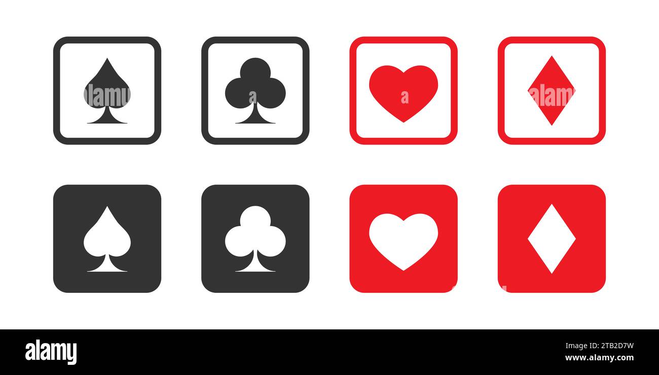 Suit of playing cards. Set of playing card symbols. Vector illustration