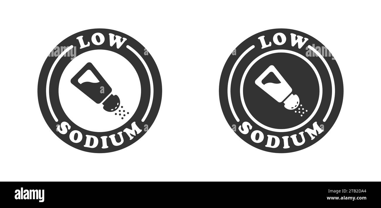 Low sodium badge or logo. Flat vector illustration Stock Vector Image