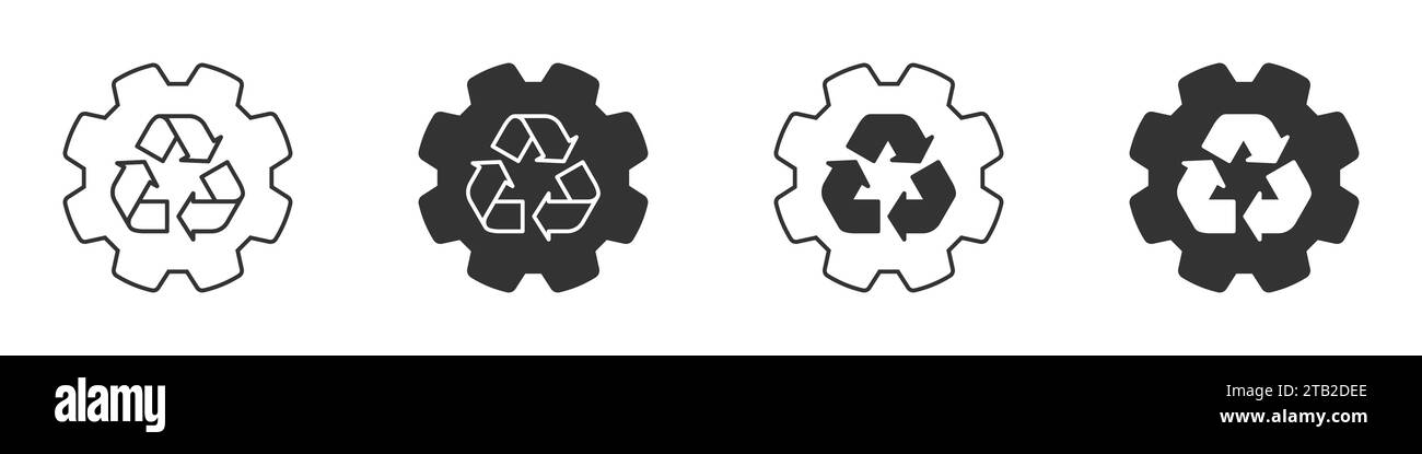 Gear icon with recycling symbol inside. Vector illustration Stock ...